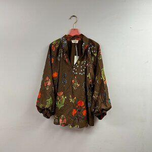 Split Neck Floral Print Blouse - WC5495